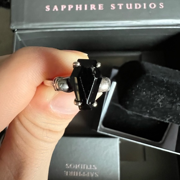 Black Onyx Coffin & Skulls Ring